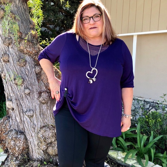 🌵Michel Studio BlackBerry Dot Mesh Detail Top 4X - Picture 8 of 8